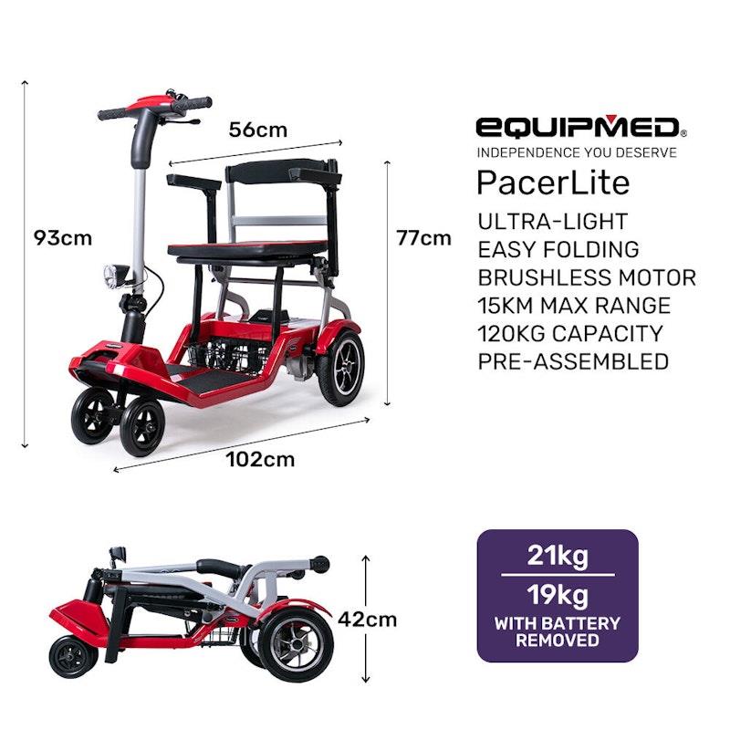 Load image into Gallery viewer, Equipmed Ultra-Lightweight Folding Electric Mobility Scooter Red
