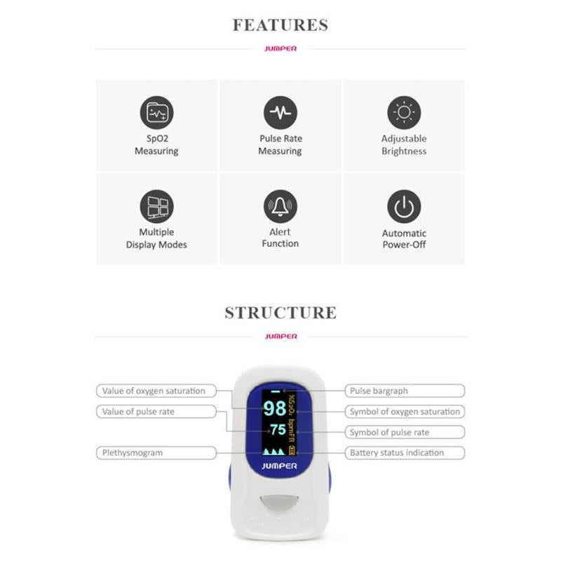 Load image into Gallery viewer, Jumper Finger Pulse Oximeter with Alarm Feature 1Unit
