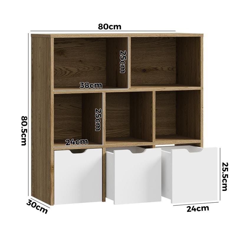 Load image into Gallery viewer, Oikiture Kids Bookcase Toy Organiser Cabinet With Removable Box Storage Natural &amp; White
