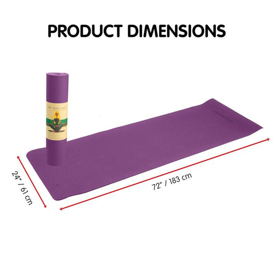 Powertrain TPE Yoga Pilates Exercise Mat 6mm Purple
