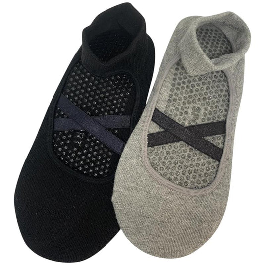 High Heel Jungle Good Pointe Premium Combed Cotton Full Grip Pilates/Yoga Sock Black/Grey Bundle