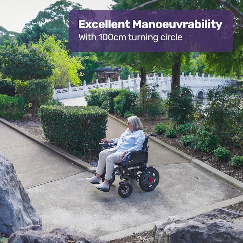 Load image into Gallery viewer, Equipmed Electric Folding Wheelchair Longrange For S-XL Grey &amp; Black
