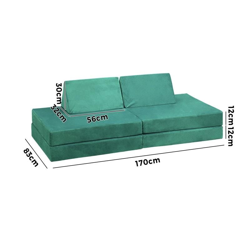 Load image into Gallery viewer, Oikiture 4 Pieces Kids Play Couch Modular Lounge Cushion Convertible Playset Green
