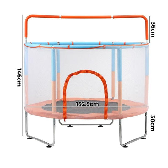 Mazam 60 Inch Kids Trampolines Enclosure Safety Net Horizontal Bar Orange