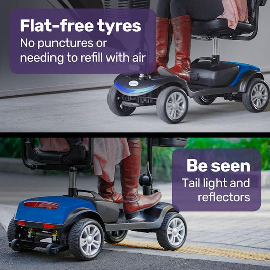 Equipmed Pathline Mid-Sized Electric Mobility Scooter For Elderly Black & Blue