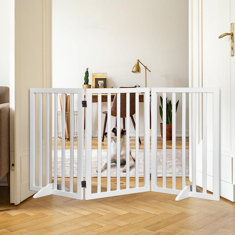 Load image into Gallery viewer, PaWz Wooden Pet Gate Dog Fence Safety Stair Barrier Security Door 3 Panel Large
