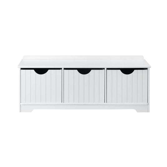 Oikiture Kids Toy Box Chest Storage Box Children Room Organiser Seating Bench White