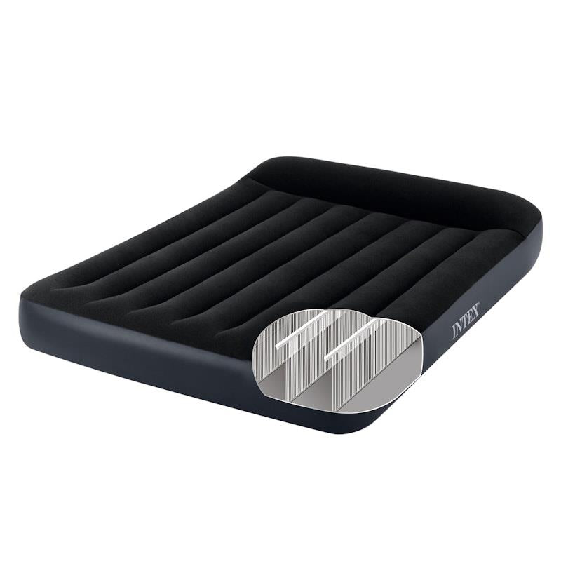 Load image into Gallery viewer, Intex Dura-Beam Classic Inflatable Airbed Mattress w/ Pillow Rest Black Full Double
