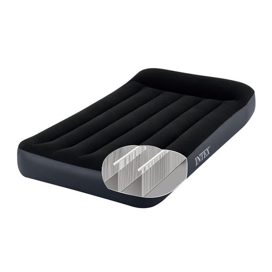 Intex Dura-Beam Classic Inflatable Airbed Mattress w/ Pillow Rest Black Twin Single