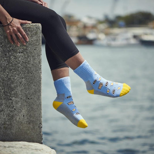 Glucology 6 Pack Mixed Patterned Socks - Bananas, Avocado & Eggs Medium