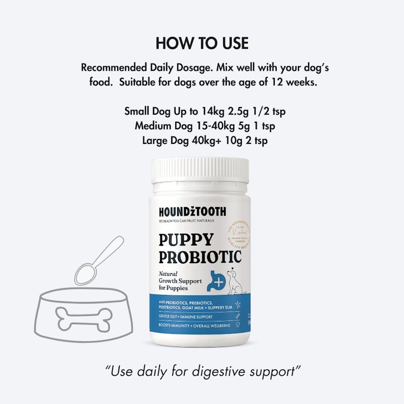 Load image into Gallery viewer, HOUNDZTOOTH Puppy Probiotic Health Supplement for Dogs 200g
