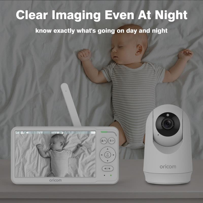 Load image into Gallery viewer, Oricom 6″ Video Baby Monitor with Motorised Pan Tilt and Duck Digital Bath and Room Thermometer Bundle
