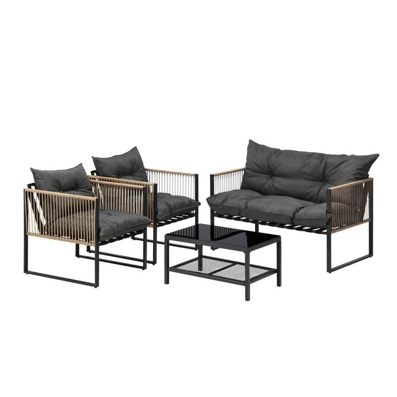 Load image into Gallery viewer, Livsip 4 Piece Outdoor Furniture Setting Garden Patio Lounge Sofa Table Chairs Set
