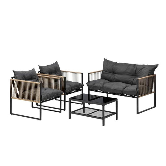 Livsip 4 Piece Outdoor Furniture Setting Garden Patio Lounge Sofa Table Chairs Set