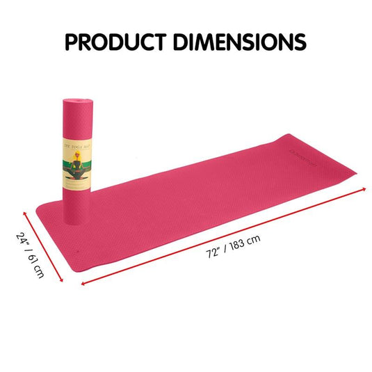 Powertrain TPE Yoga Pilates Exercise Mat 6mm Rose Pink