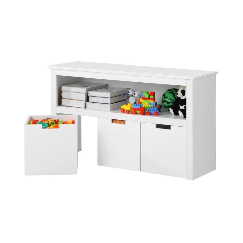 Load image into Gallery viewer, Oikiture Wooden Kids Toy Storage Cabinet Bookshelf With Portable Storage Box White
