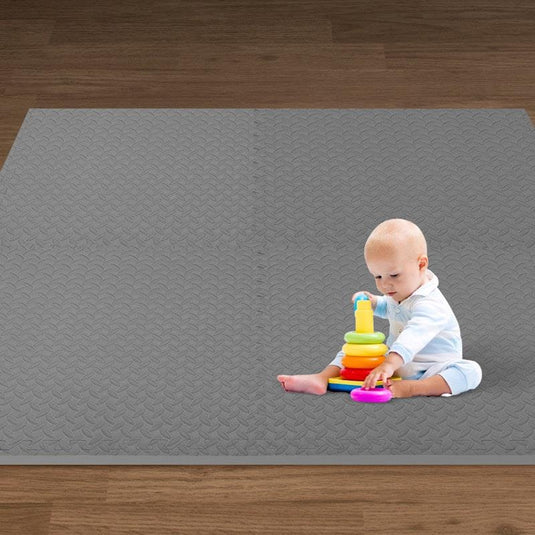 BoPeep EVA Foam Kids Play Mat Floor Baby Crawling Interlocking Waterproof Grey 4Pack