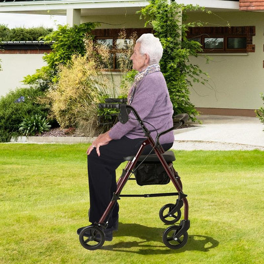 Orthonica Foldable Steel Frame Rollator Mobility Aid 4 Wheel Walker