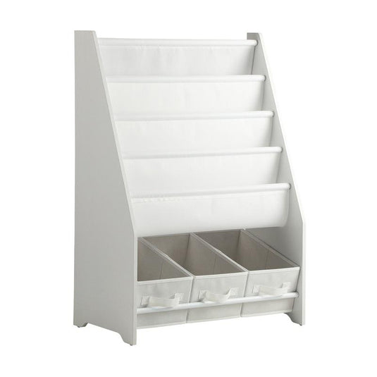 Oikiture Kids Bookshelf Toy Storage Box Organiser Display Shelf DIY Storage Rack White