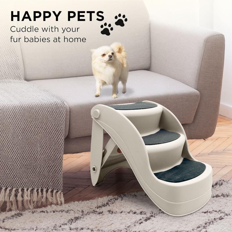 Load image into Gallery viewer, Furtastic 38cm Foldable Pet Stairs Ramp White

