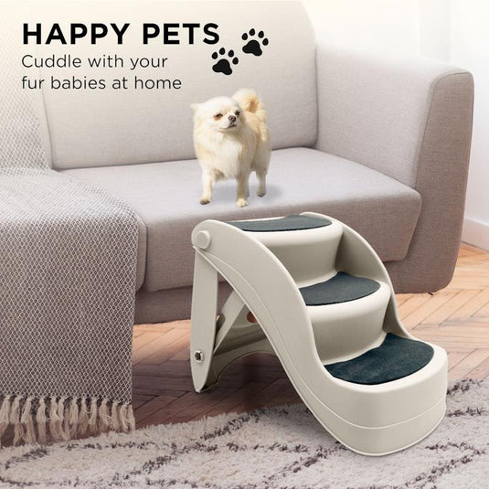 Furtastic 38cm Foldable Pet Stairs Ramp White