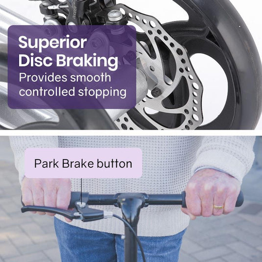 Equipmed Knee Scooter Walker With Disc Break & Suspension Bag Silver