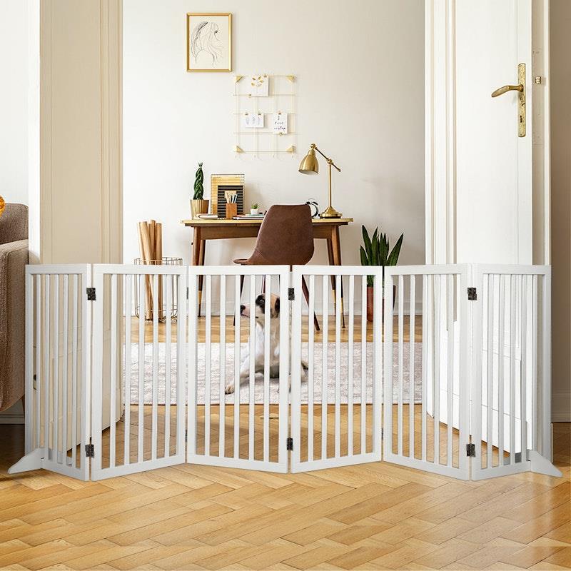 Load image into Gallery viewer, PaWz Wooden Pet Gate Dog Fence Safety Stair Barrier Security Door 6 Panel Large
