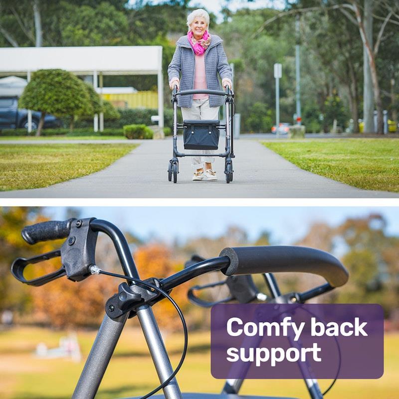 Load image into Gallery viewer, Equipmed 4 Wheel Lightweight Rollator Walker Titanium Colour
