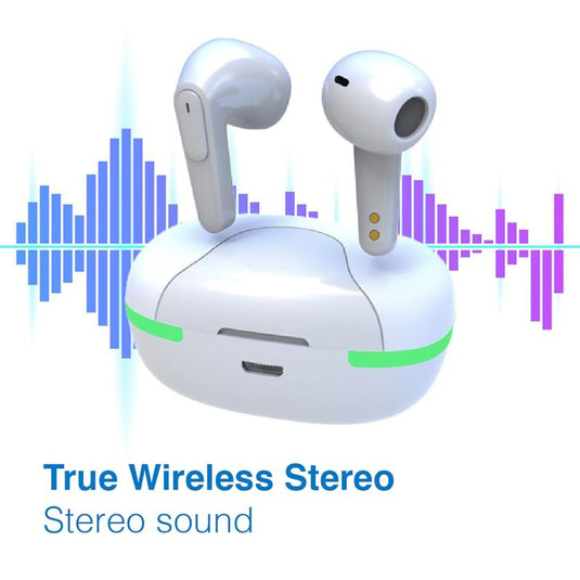 Laser TWS Earbuds with LED Display White