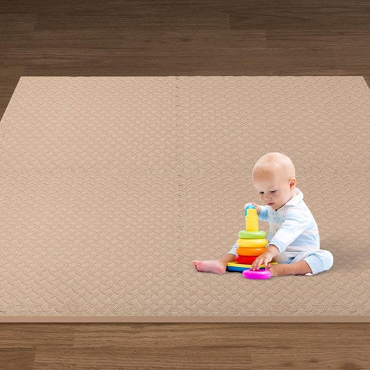 BoPeep EVA Foam Kids Play Mat Floor Baby Crawling Interlocking Waterproof Beige 4Pack