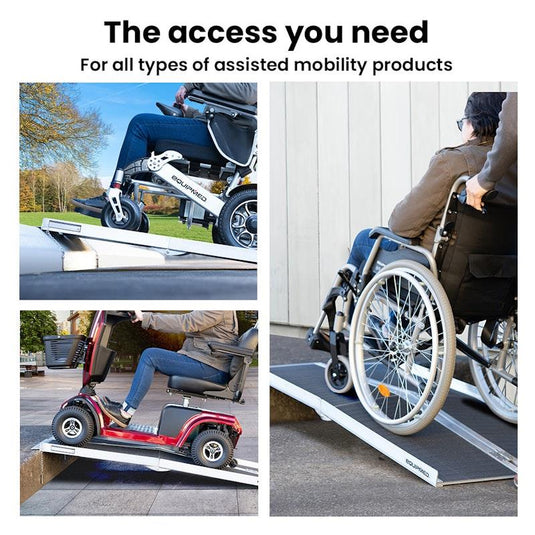 Equipmed 123cm Portable Folding Aluminium Access Ramp Black