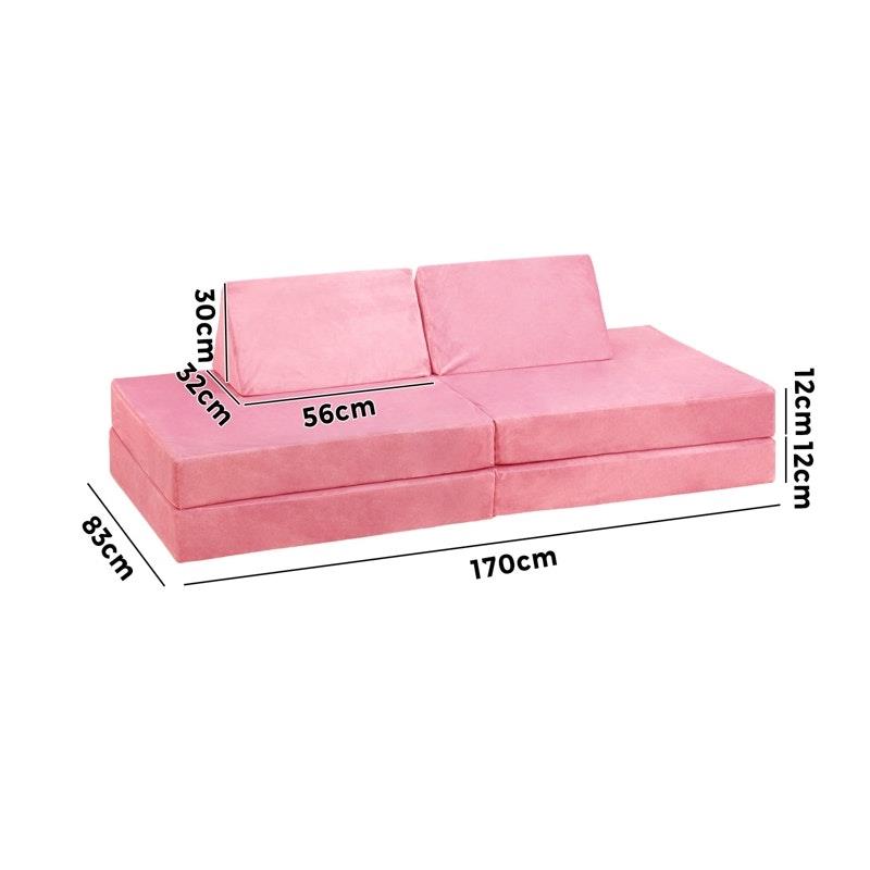 Load image into Gallery viewer, Oikiture 4 Pieces Kids Play Couch Modular Lounge Cushion Convertible Playset Pink
