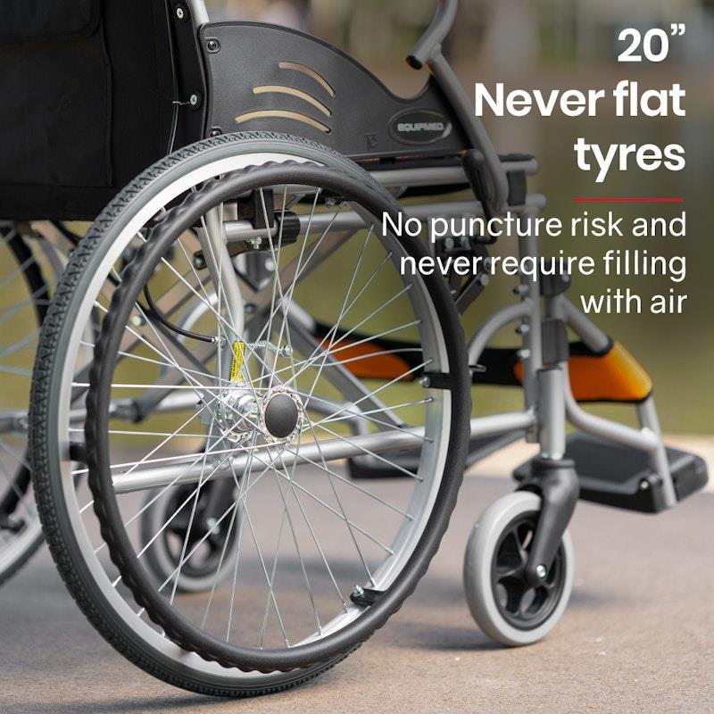 Load image into Gallery viewer, Equipmed 20 Inch Folding Aluminium Wheelchair Orange

