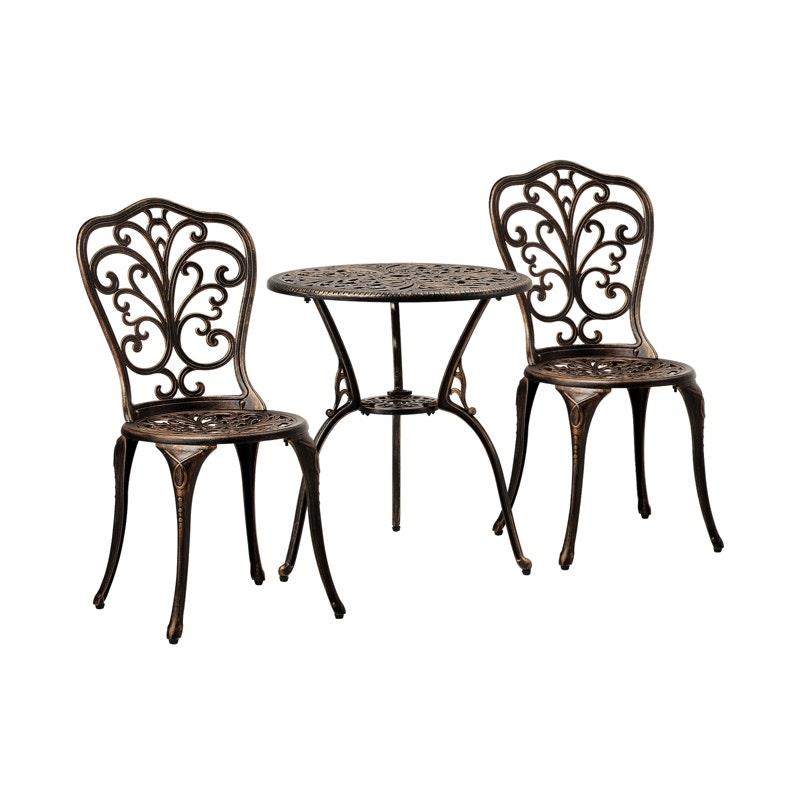 Load image into Gallery viewer, Livsip Bistro Furniture Setting 3 Piece Chairs Table Patio Indoor/Outdoor Set Bronze

