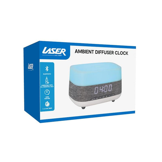 Laser Ambient Diffuser Clock Radio with Bluetooth Speaker & Light 1 Unit