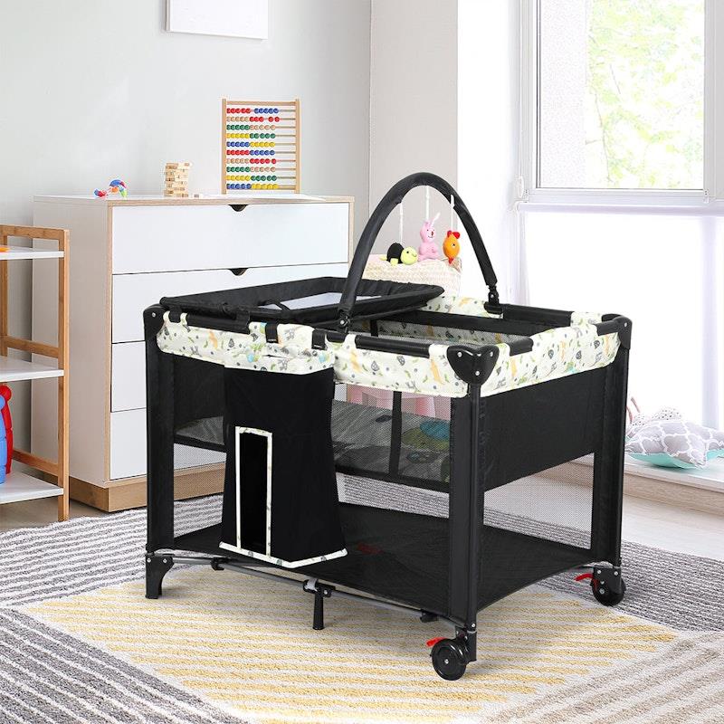 Load image into Gallery viewer, BoPeep Baby Cot Bed Crib Portable Bassinet Safety Rails Fence Foldable Travel 1pc
