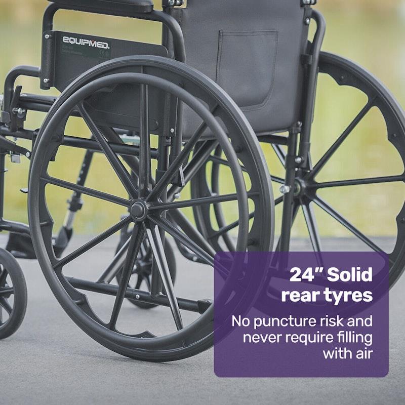 Load image into Gallery viewer, Equipmed 24 Inch Folding Wheelchair X-Large Black
