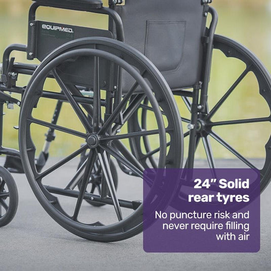 Equipmed 24 Inch Folding Wheelchair X-Large Black