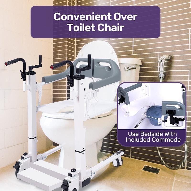 Load image into Gallery viewer, Equipmed 4 In1 Patient Lift Transfer Chair White &amp; Grey
