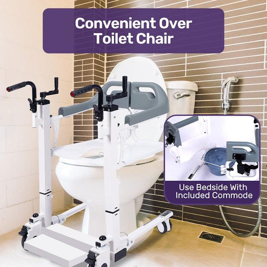 Equipmed 4 In1 Patient Lift Transfer Chair White & Grey