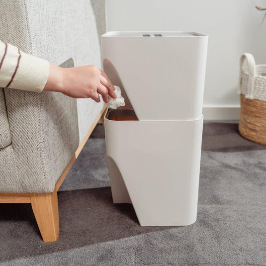 Clevinger 2pc 12L+18L Stackable Plastic Kitchen Trash Bin Household Classification Storage Box 1Unit