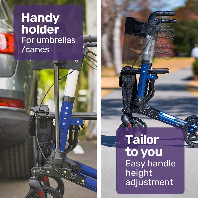 Load image into Gallery viewer, Equipmed Easy Stride Foldable Aluminium Walking Frame Rollator Blue
