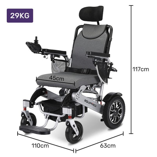Equipmed Power Electric Wheelchair Long Range Black & Silver