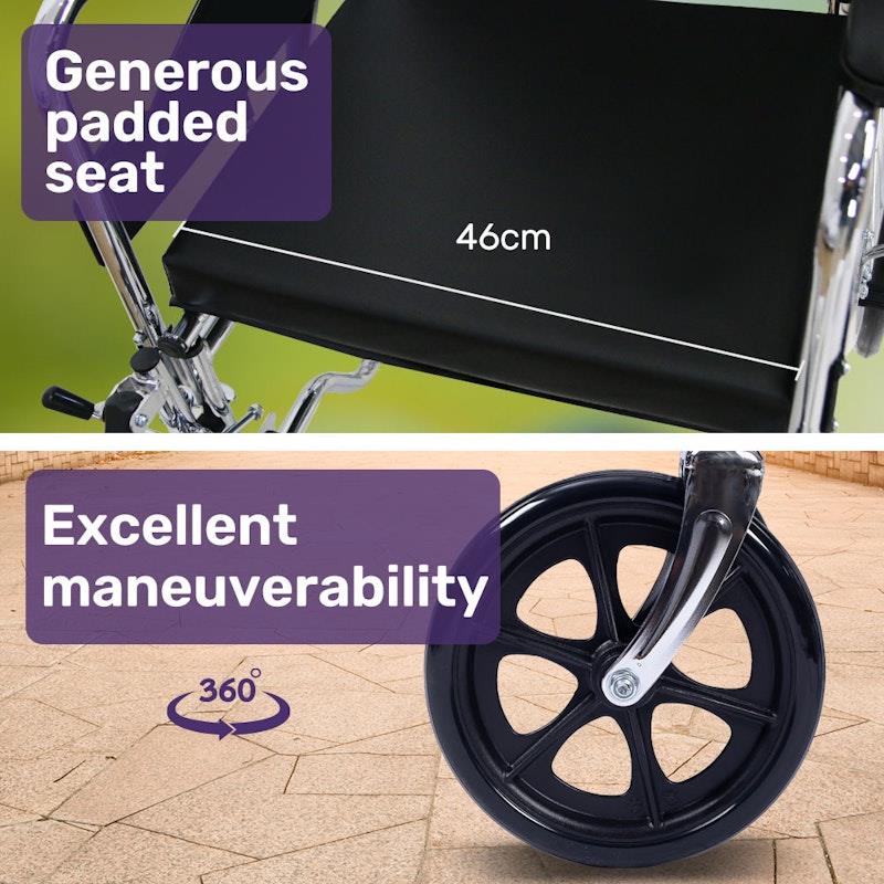 Load image into Gallery viewer, Equipmed Folding Manual Reclining Wheelchair Black
