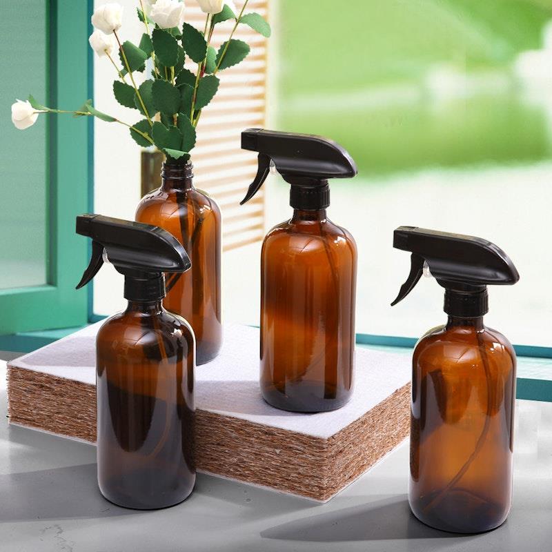 Load image into Gallery viewer, Traderight 6x 500ml Amber Glass Spray Bottles Trigger Water Sprayer Aromatherapy Dispenser Bundle
