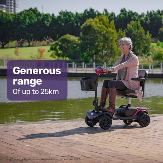Equipmed SmartRider Folding Electric Mobility Scooter Black & Red