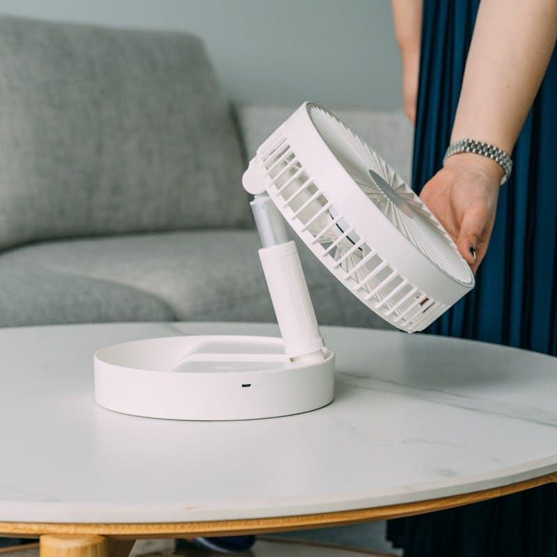 Load image into Gallery viewer, Living Today Folding Telescopic 4.5W Portable Height/Tilt Adjustable Rechargeable Cordless Fan 1Unit
