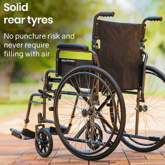 Equipmed 24 Inch Folding Wheelchair X-Large Dark Grey