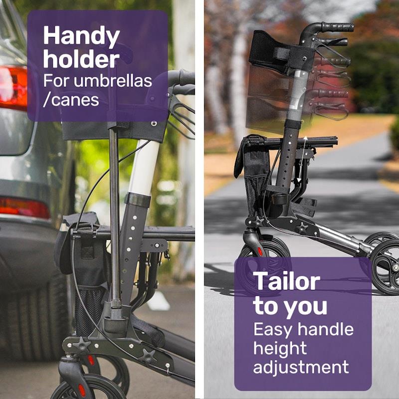 Load image into Gallery viewer, Equipmed Foldable Aluminium Walking Frame Rollator Titanium Colour
