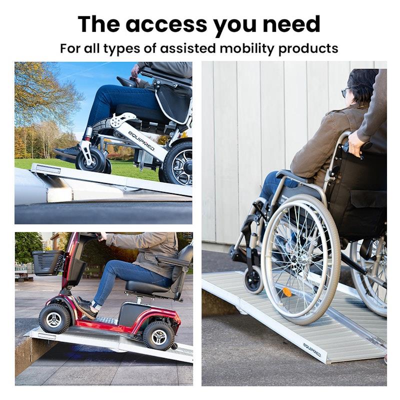 Load image into Gallery viewer, Equipmed 123cm Portable Folding Aluminium Access Ramp Silver
